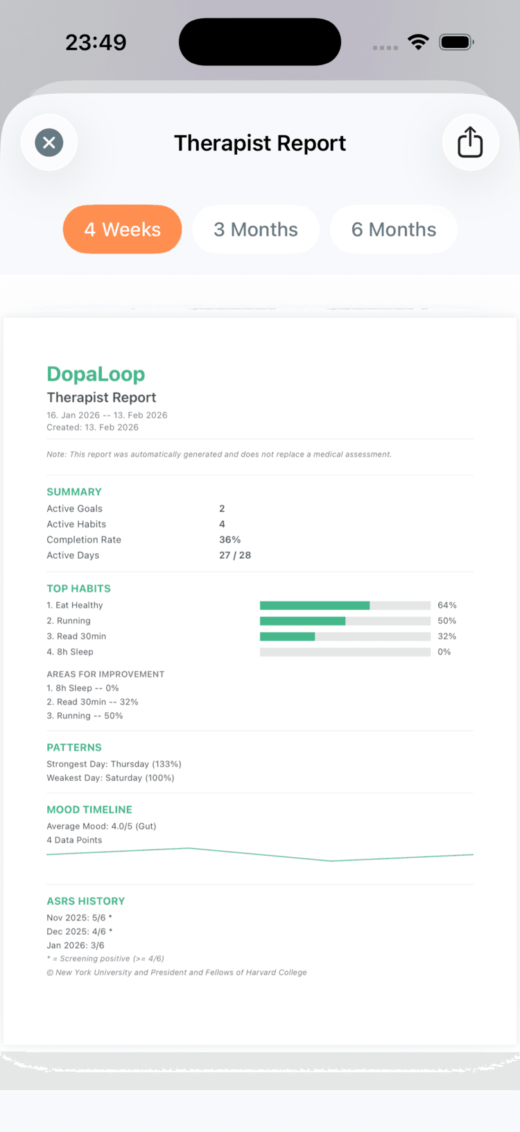 Dein Bericht für den Therapeuten